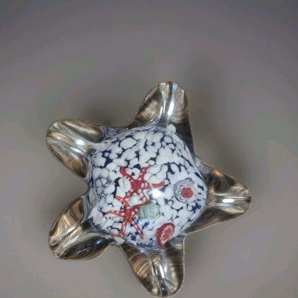 Murano Style Glass Millefiori Starfish Paperweight - Picture 1 of 5